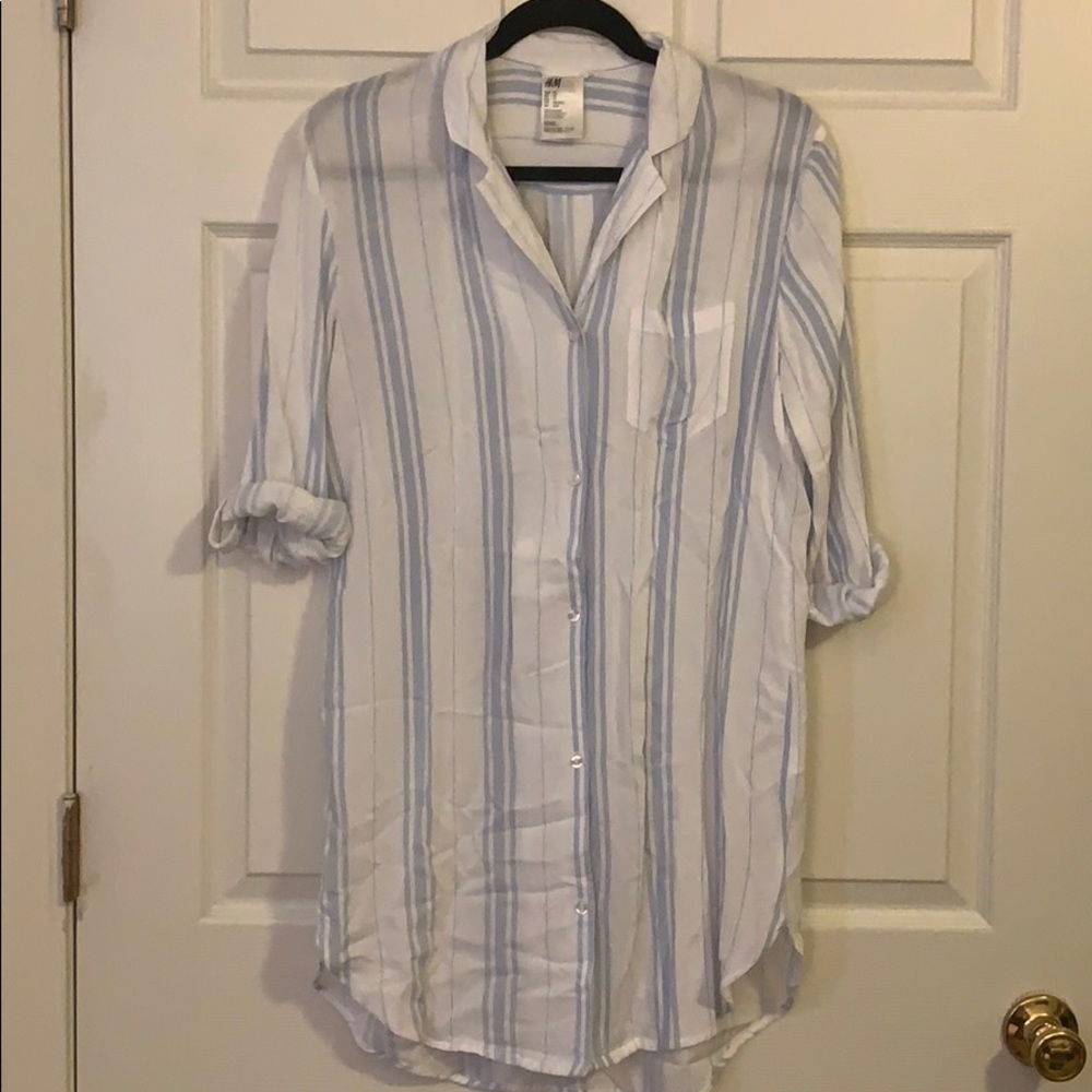 Blue Stripped Button Up Dress